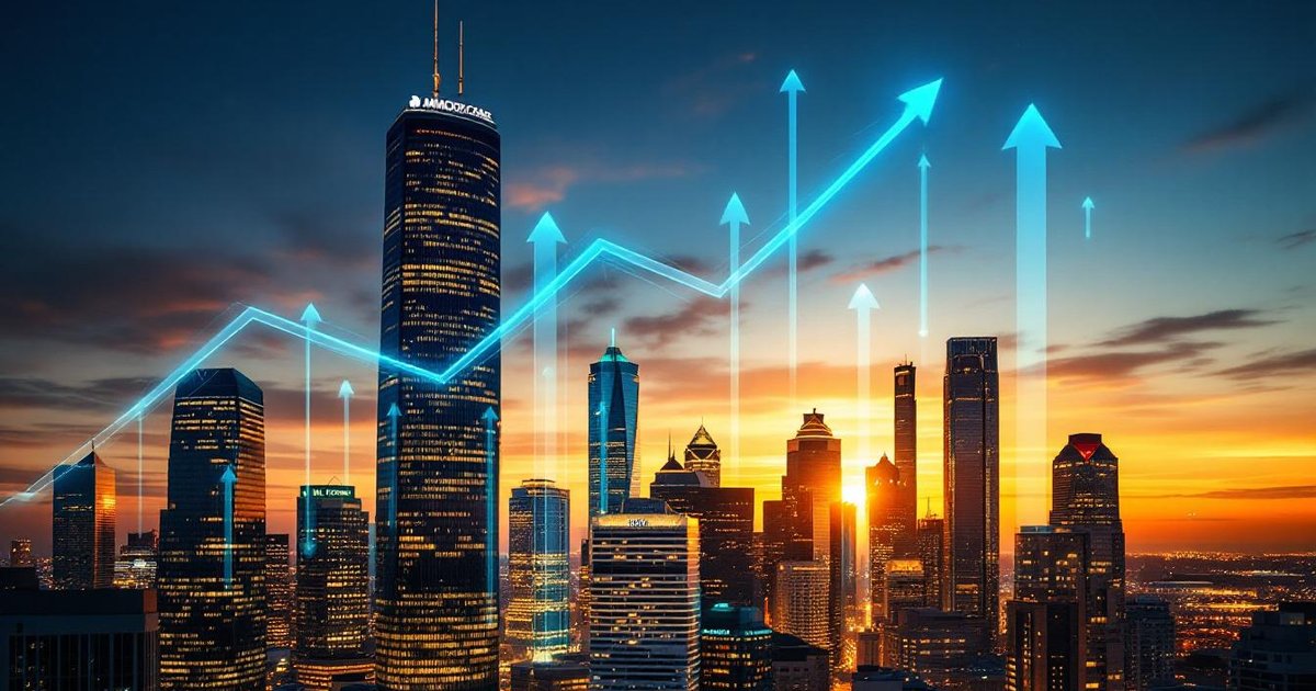 Crecimiento digital para negocios locales en Houston y Cypress Texas — skyline con visualización de datos 2026