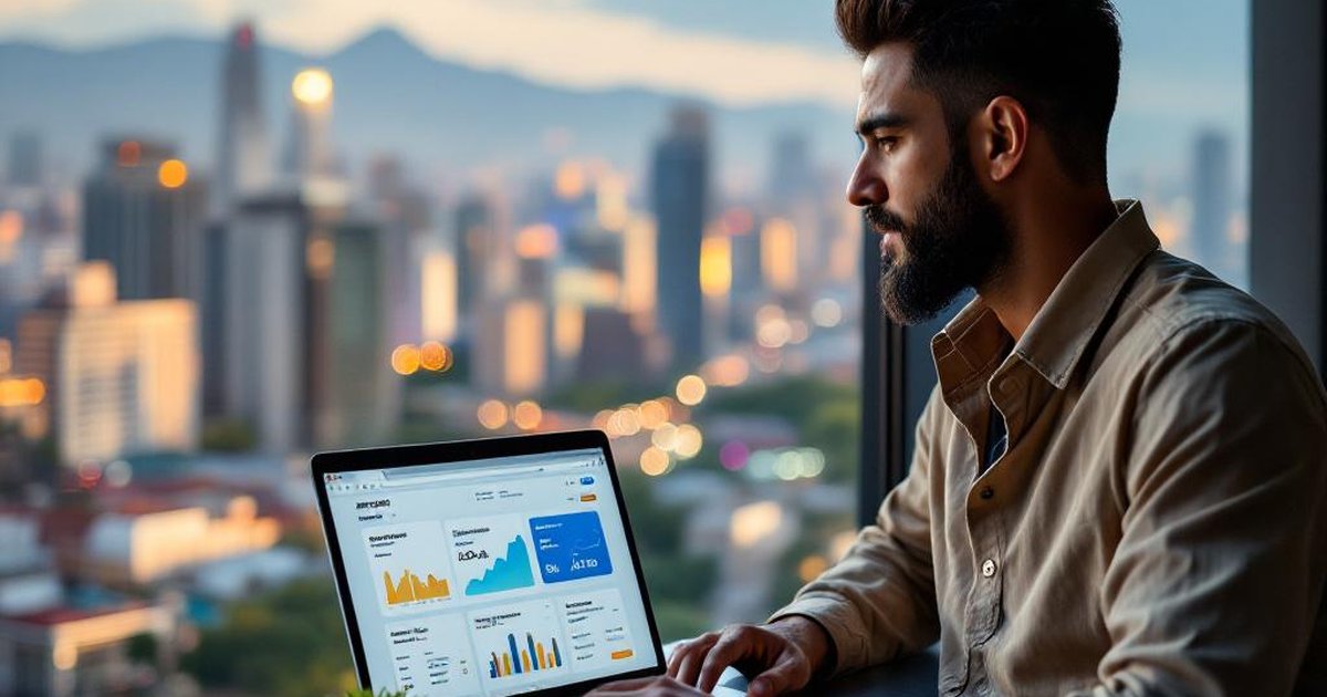 Emprendedor peruano en Lima con dashboard de Amazon y MercadoLibre Perú